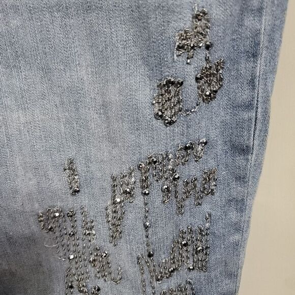 Lane BRYANT Mid Rise SuperStretch Skinny Bead Rhinestone Jeans - Picture 4 of 11